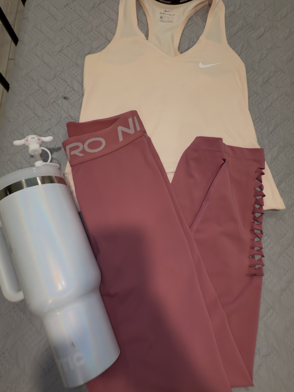 Nike Peach Racerback Dri-FIT Tank with Mauve High-Waist Leggings
